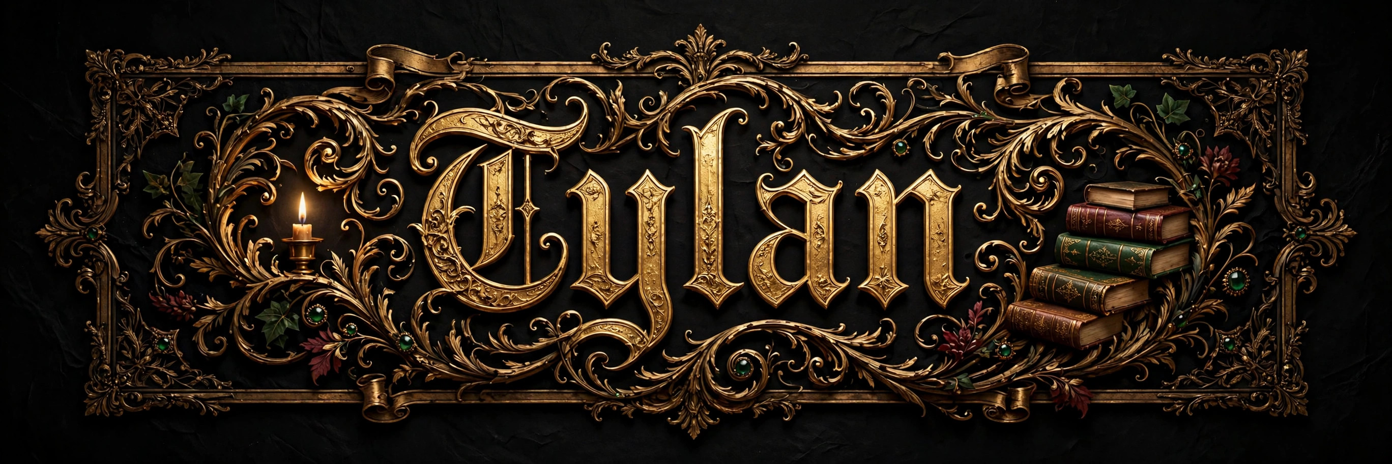 Tylan, in gold calligraphy
